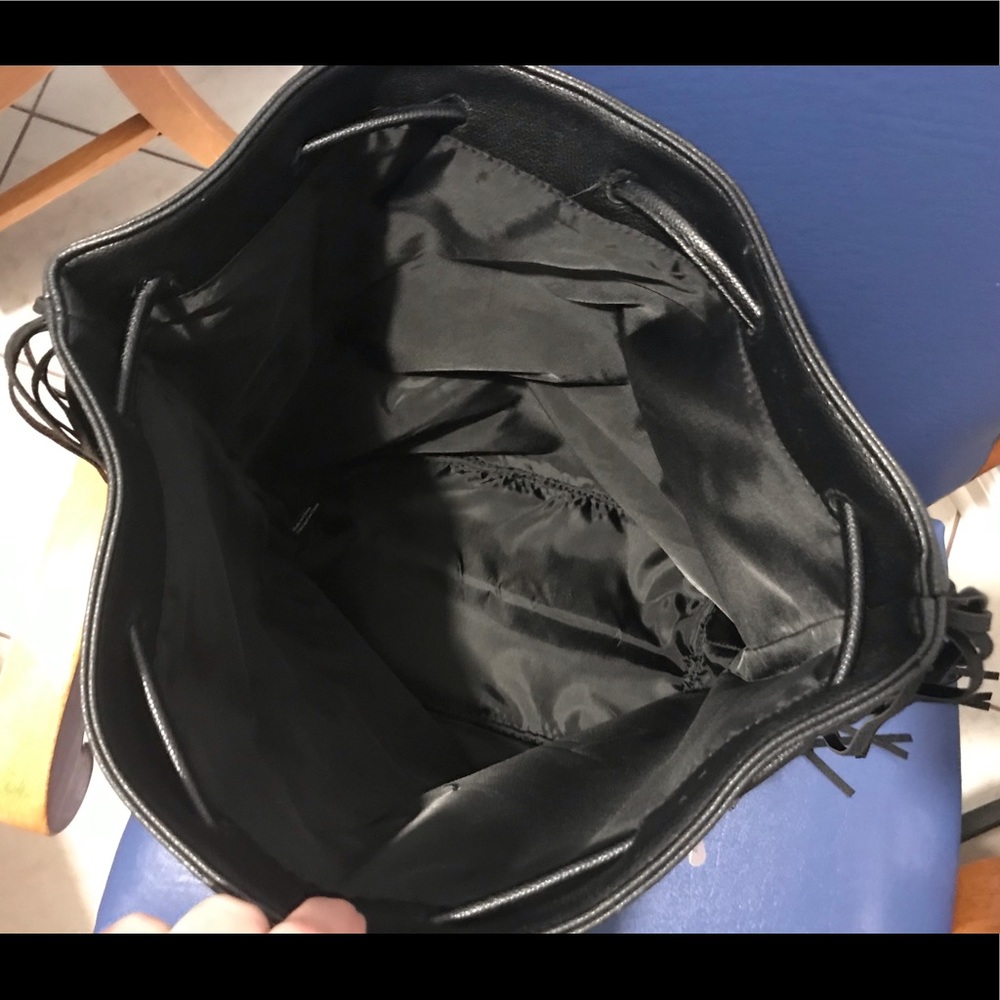 NWT VS faux leather fringed drawstring backpack - Picture 9 of 16